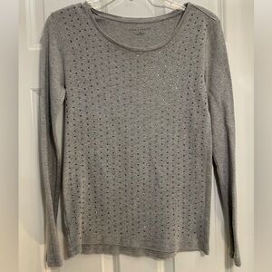 Ann Taylor, SM 100% cotton women’s long sleeve t-shirt w/ silver embellishments
